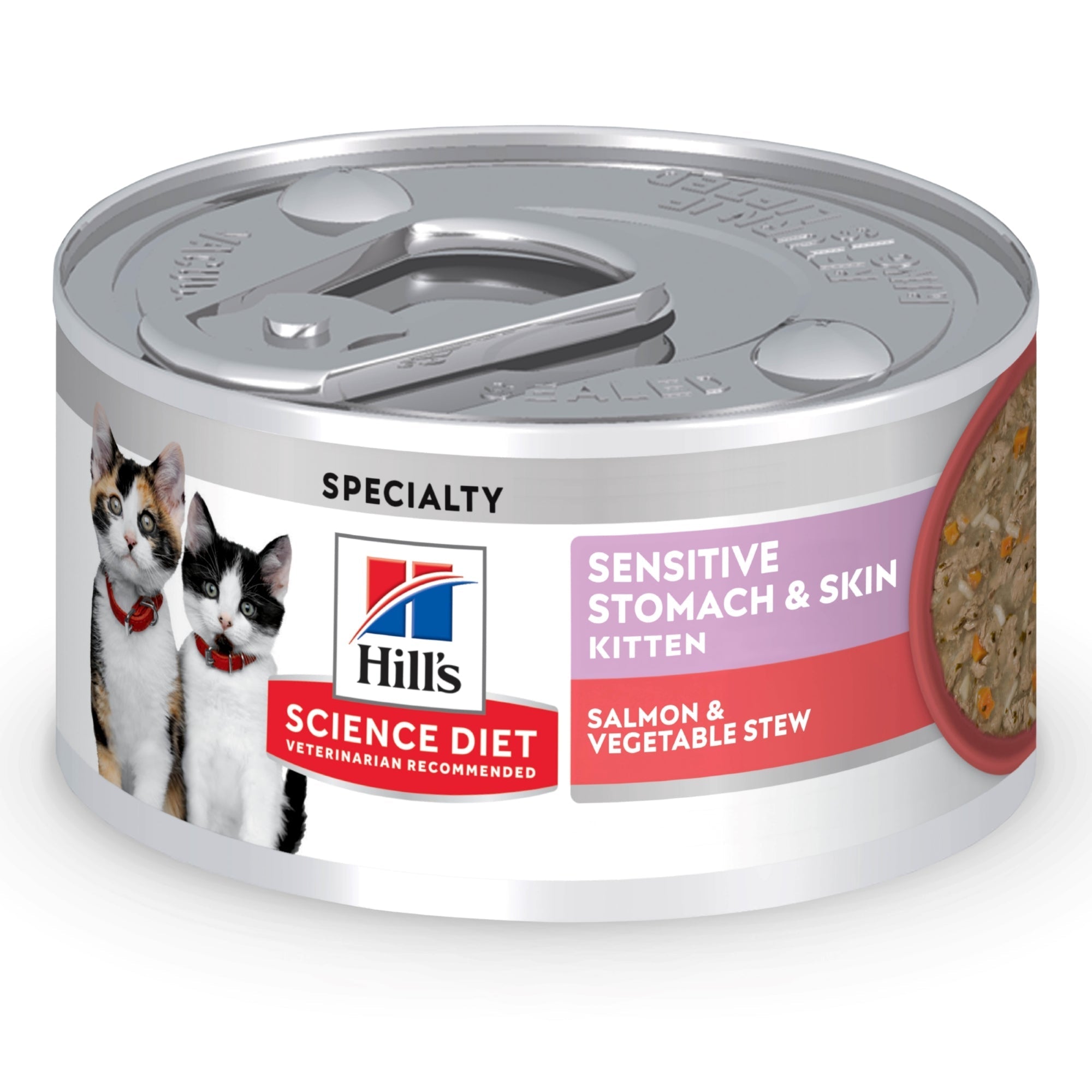 Hill's Science Diet Kitten Sensitive Stomach & Skin Salmon & Vegetable Stew Canned Wet Cat Food