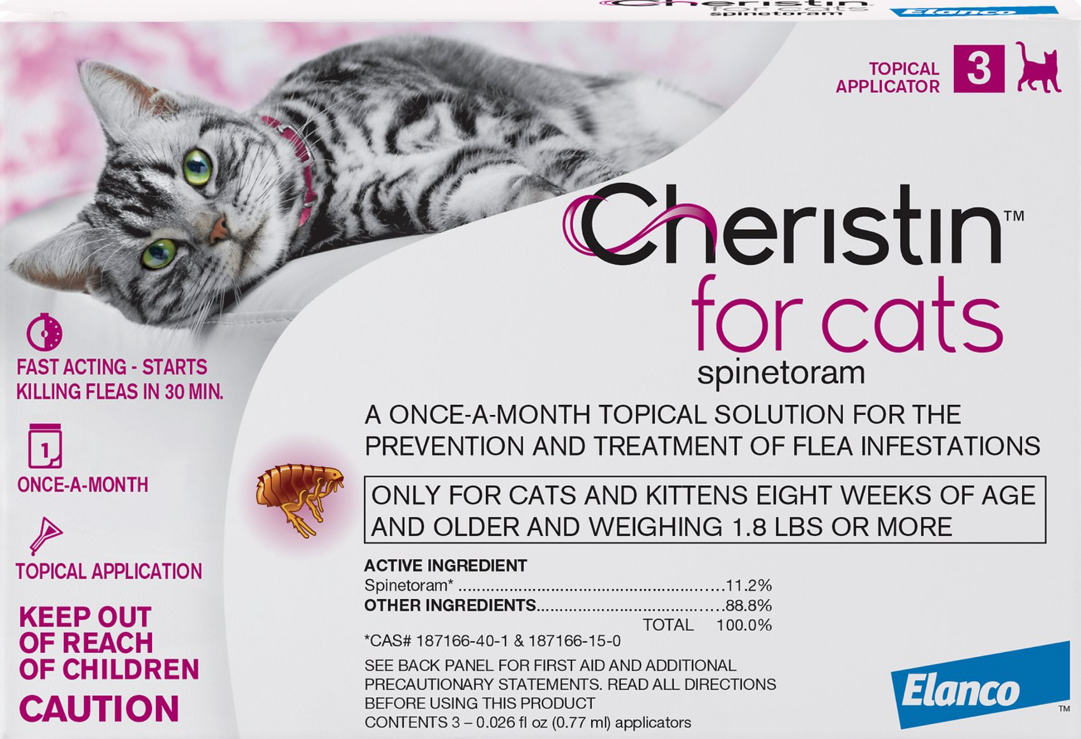 Cheristin Flea Spot Treatment for Cats, over 1.8 lbs (6 months)